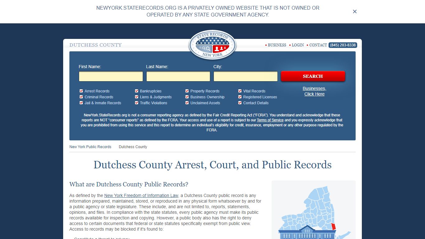 Dutchess County Arrest, Court, and Public Records